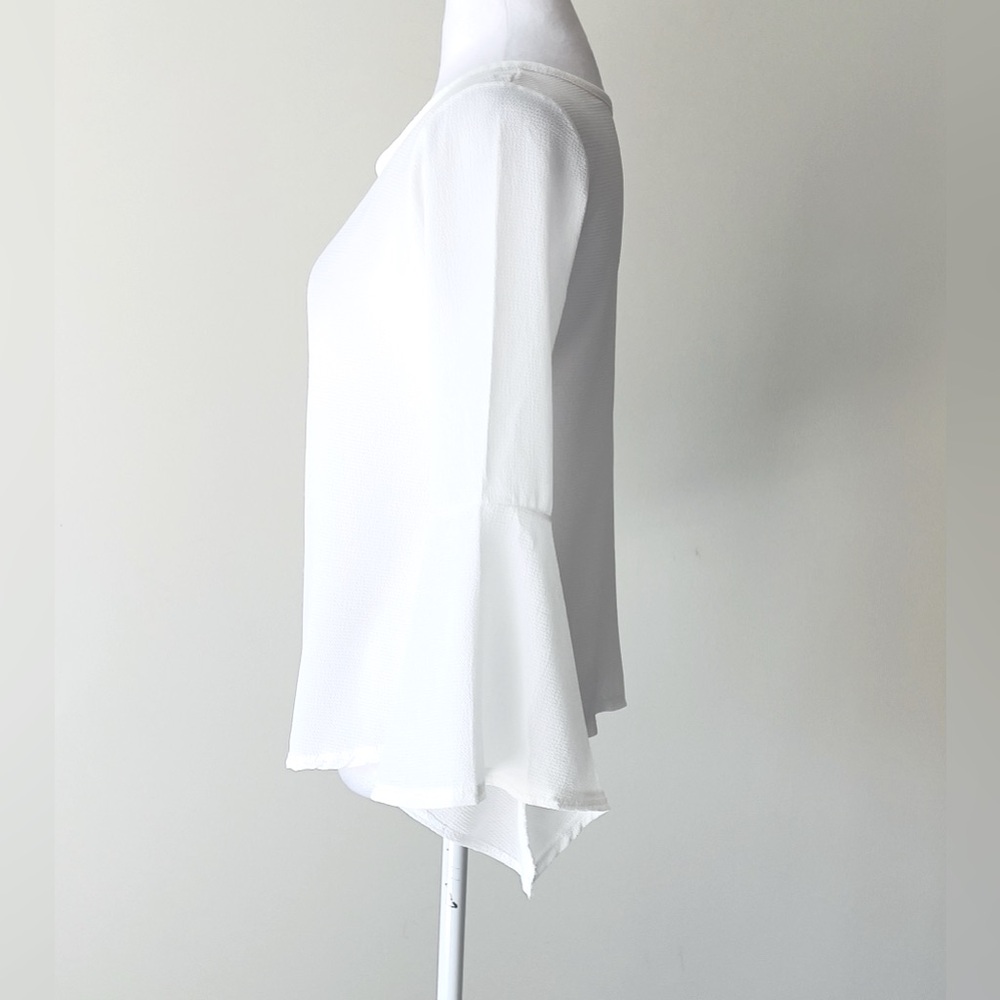 Boohoo from ASOS Classic Off White Flute Long Sleeve Woven Blouse EUC Size Small - Picture 4 of 8